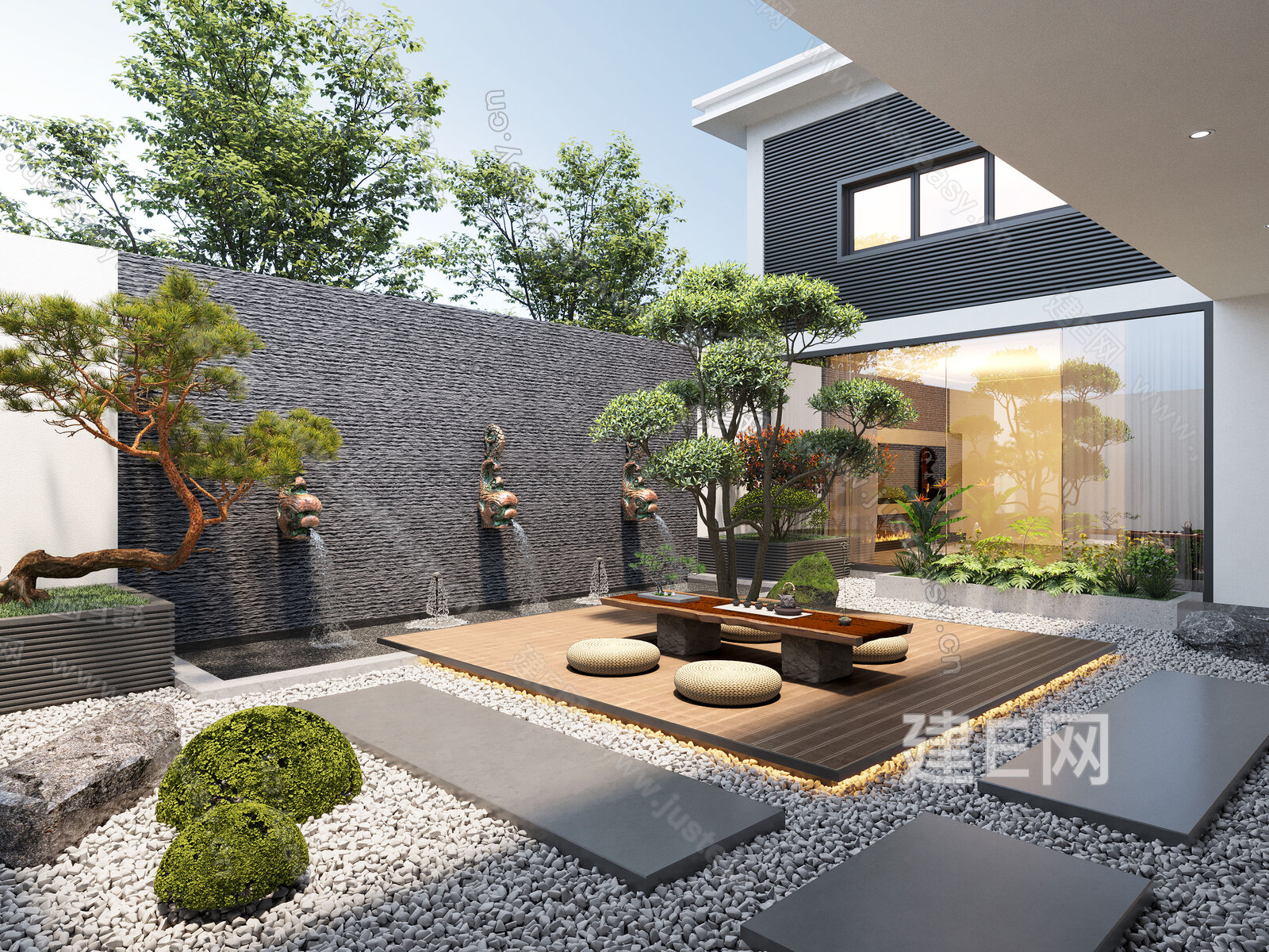 现代庭院景观模型SU模型下载[ID:112152297]_建E室内设计网