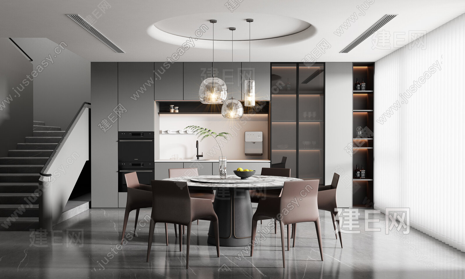 现代餐厅模型SU模型下载[ID:112152100]_建e网su模型