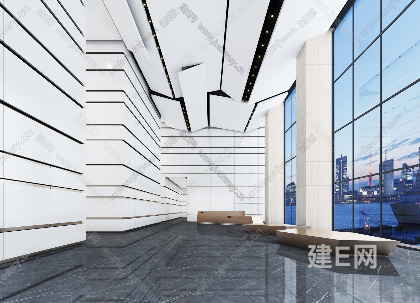【现代办公楼门厅3d模型】建E网_现代办公楼门厅3d模型下载[ID:108091769]_打造3d现代办公楼门厅模型免费下载平台