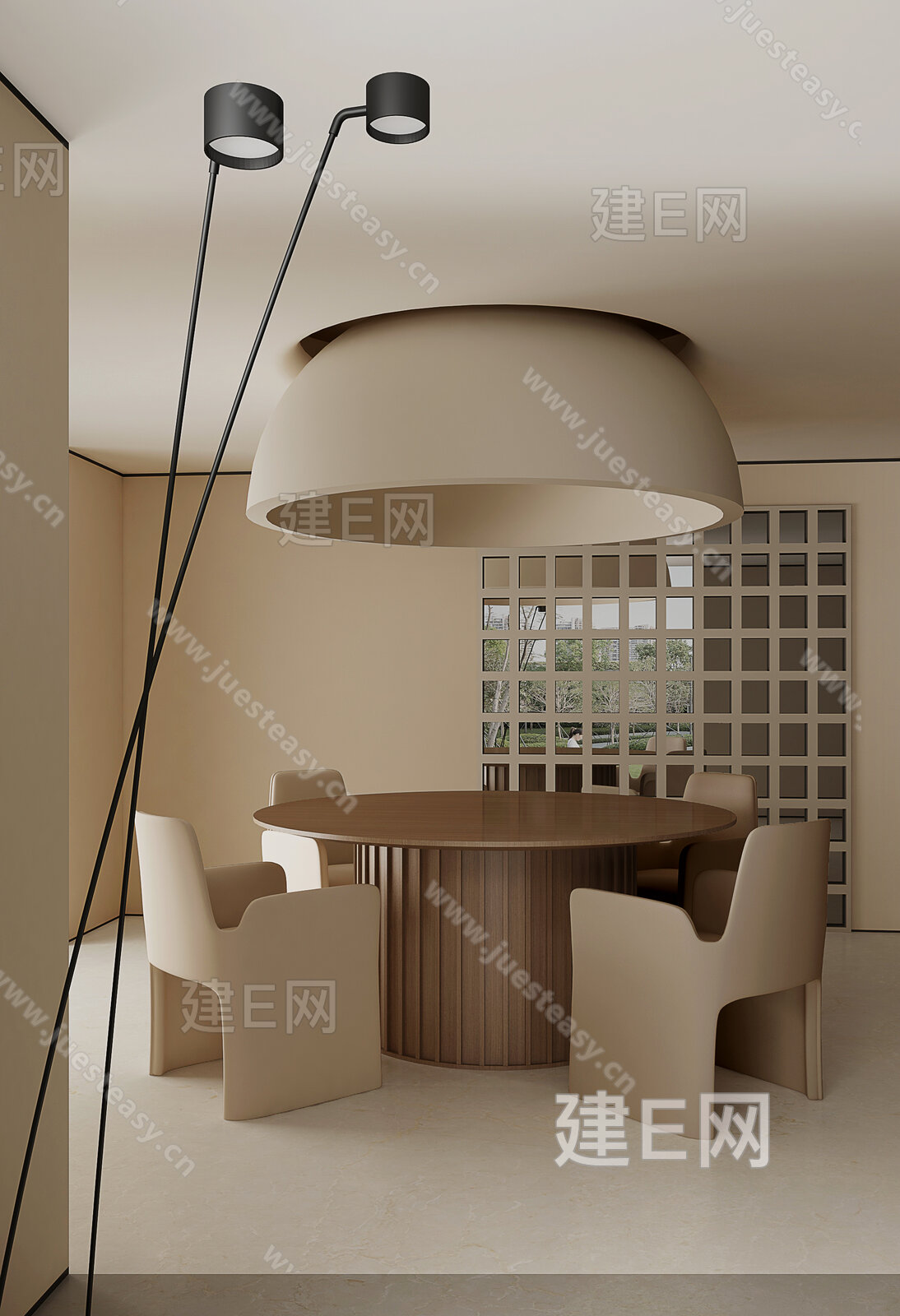 YU SPACE设计 侘寂风餐厅模型SU模型下载[ID:111824478]_建e网su模型