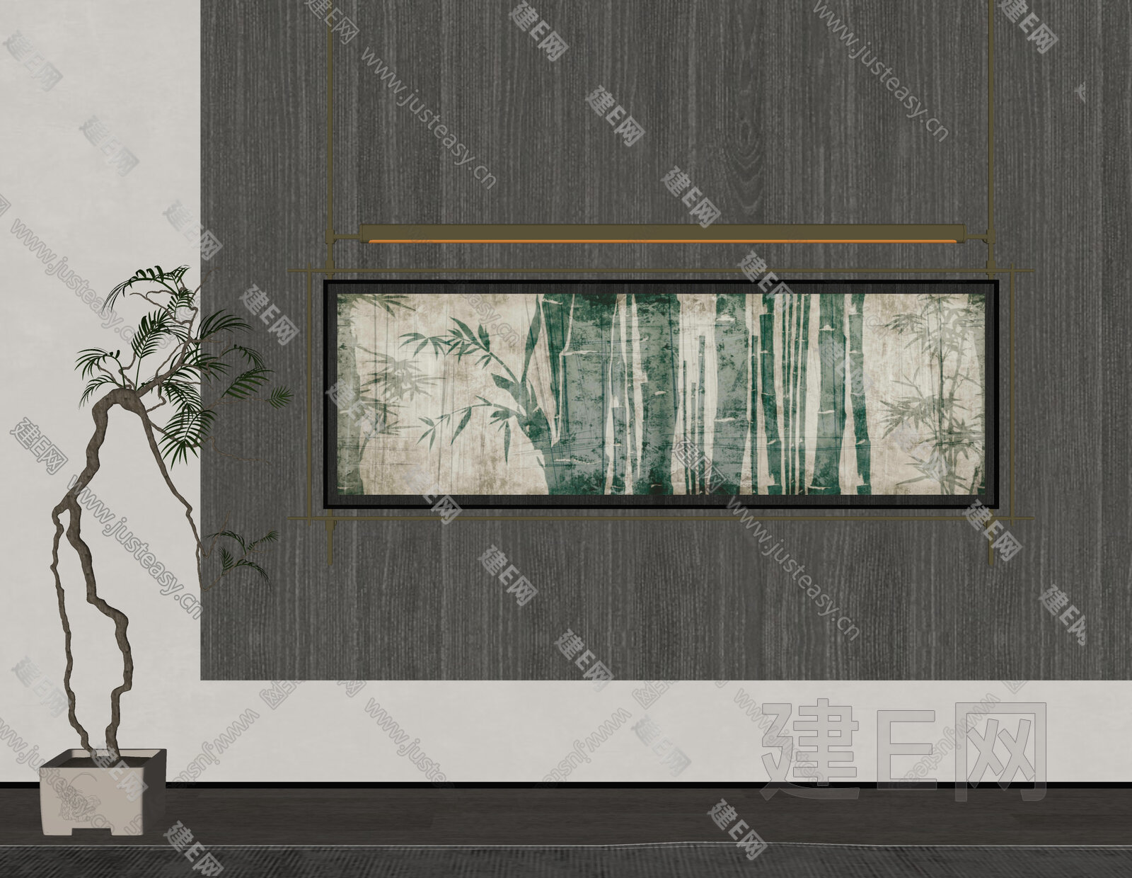 新中式装饰画模型SU模型下载[ID:111758868]_建E室内设计网