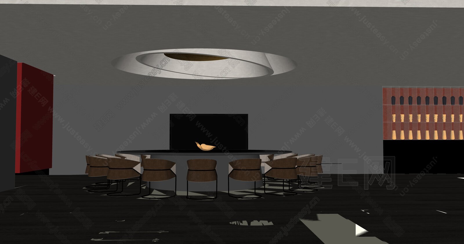 现代餐厅包厢模型SU模型下载[ID:111890060]_建E室内设计网
