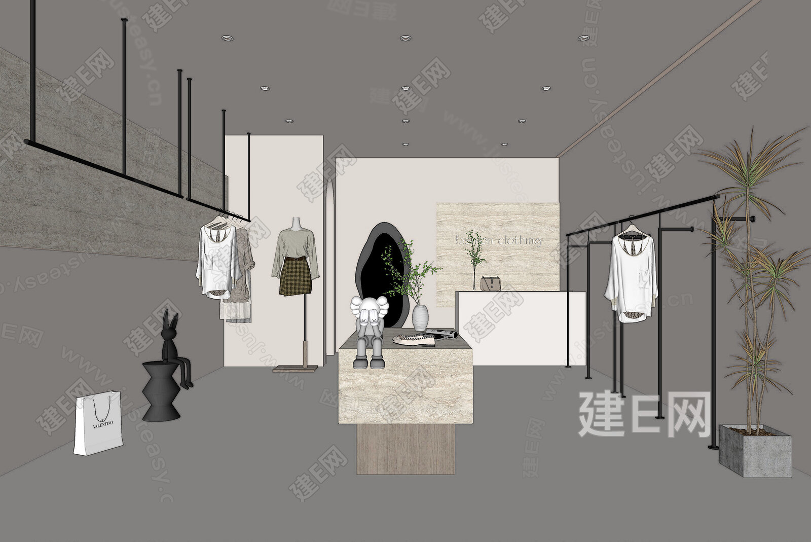 现代服装店模型SU模型下载[ID:111824543]_建E室内设计网