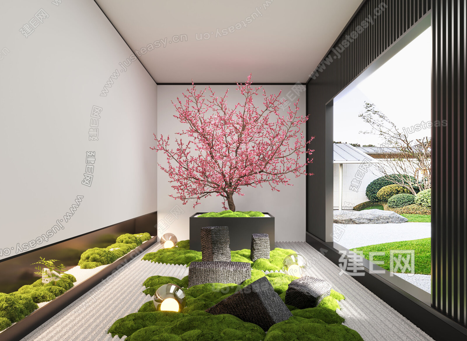 现代室内景观造景模型SU模型下载[ID:112938664]_建E室内设计网
