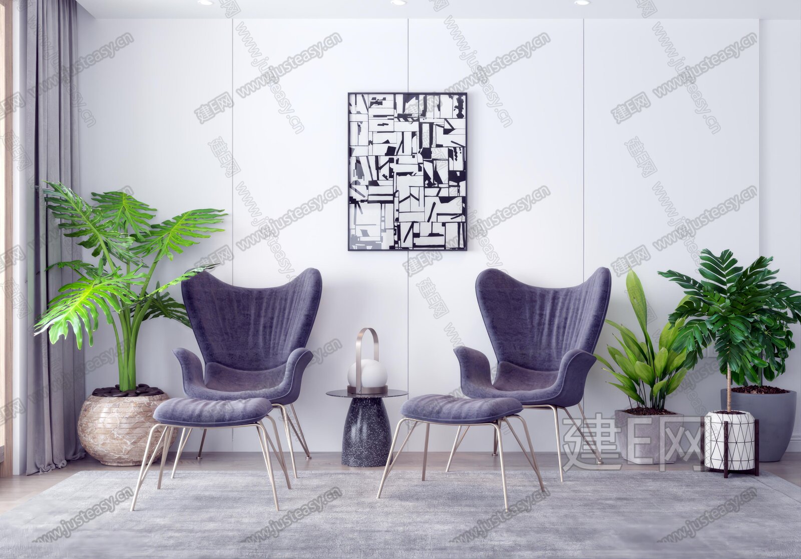 现代休闲椅模型SU模型下载[ID:116347365]_建E室内设计网