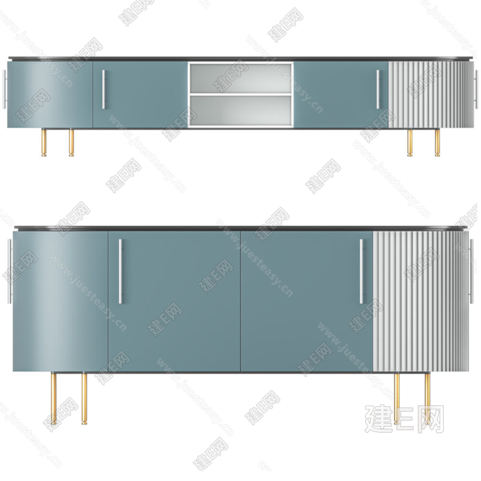 现代电视柜模型SU模型下载[ID:113135214]_建E室内设计网