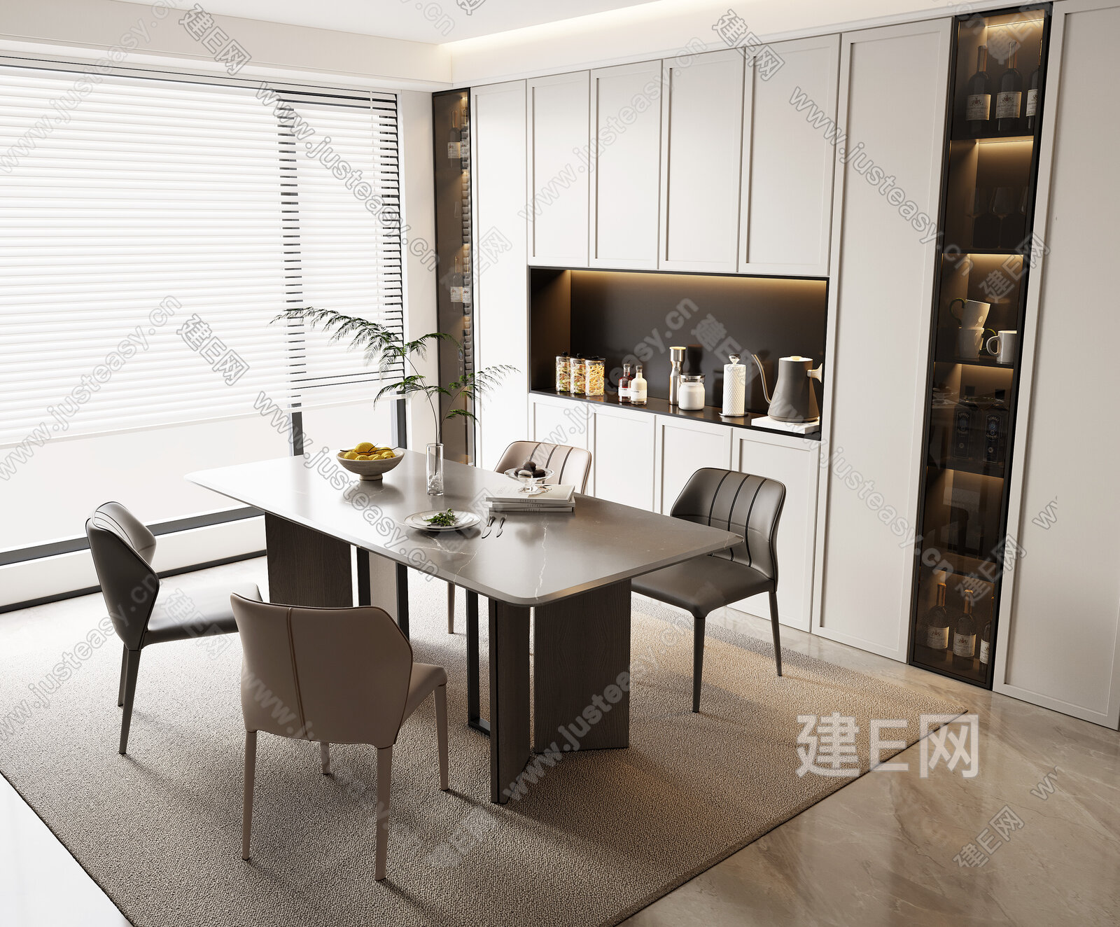 现代餐厅模型SU模型下载[ID:112873208]_建e网su模型