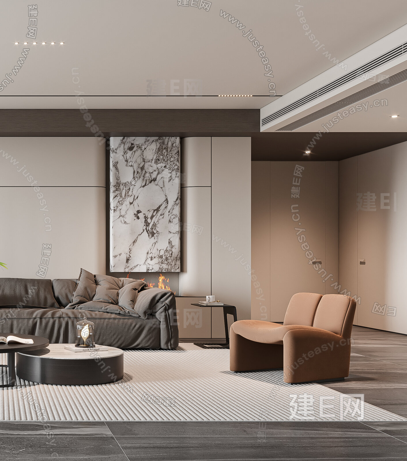 现代客厅3d模型下载[ID:101079398]_建e网3d模型