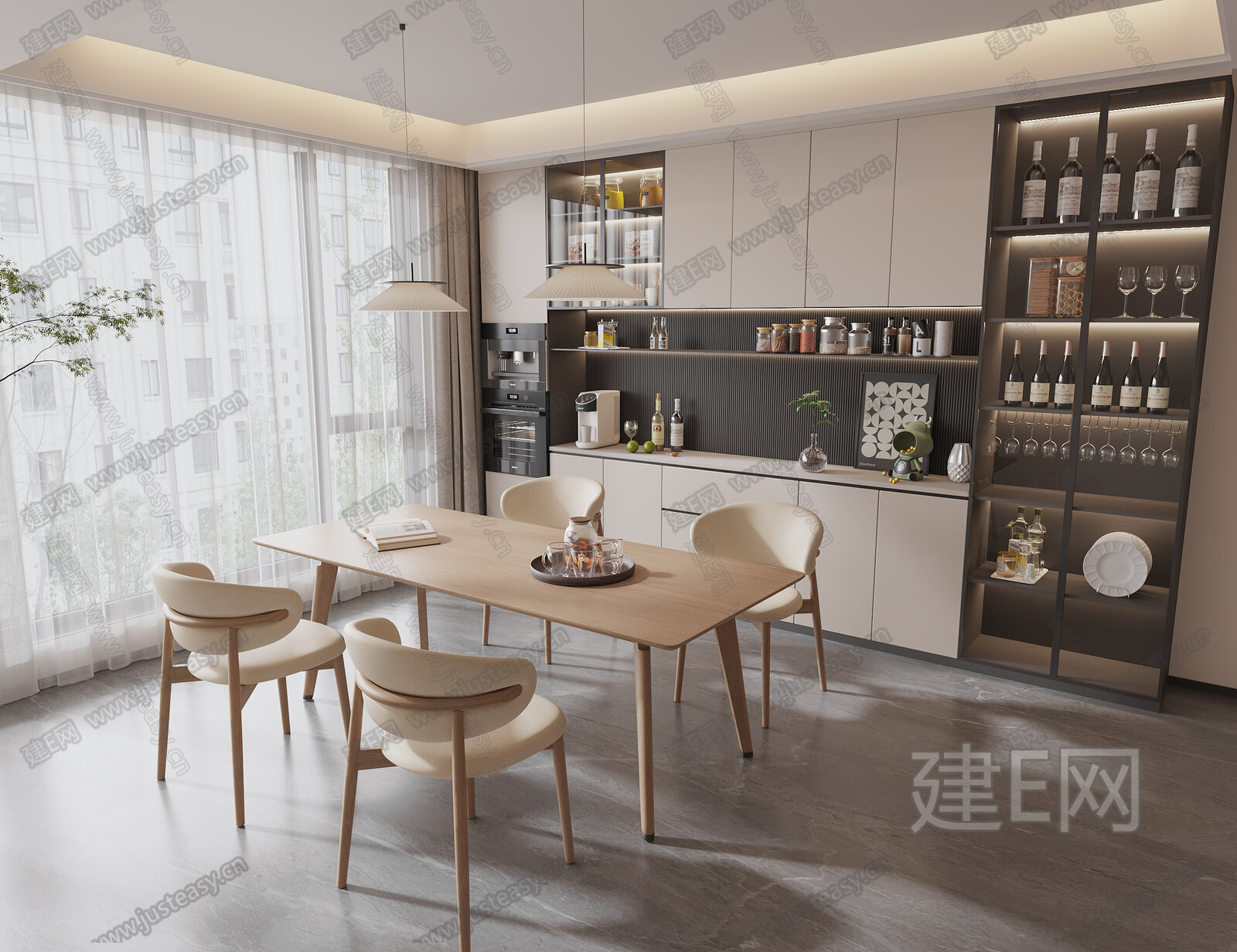 现代餐厅模型SU模型下载[ID:113069724]_建e网su模型