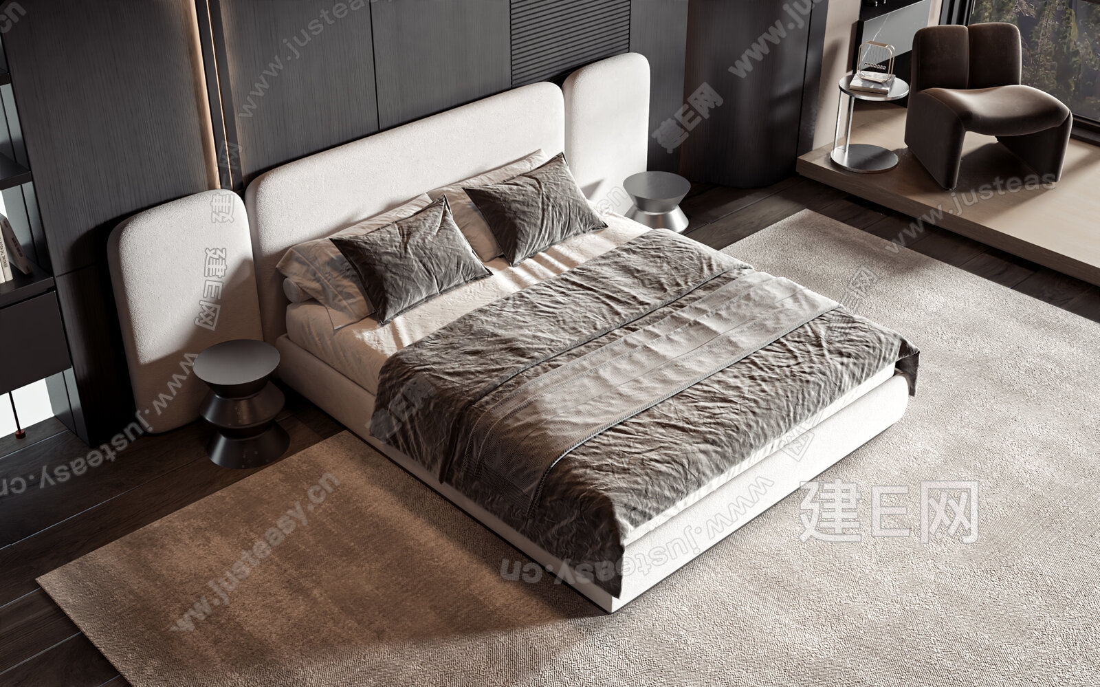 【现代床3d模型】建E网_现代床3d模型下载[ID:101341663]_打造3d现代床模型免费下载平台