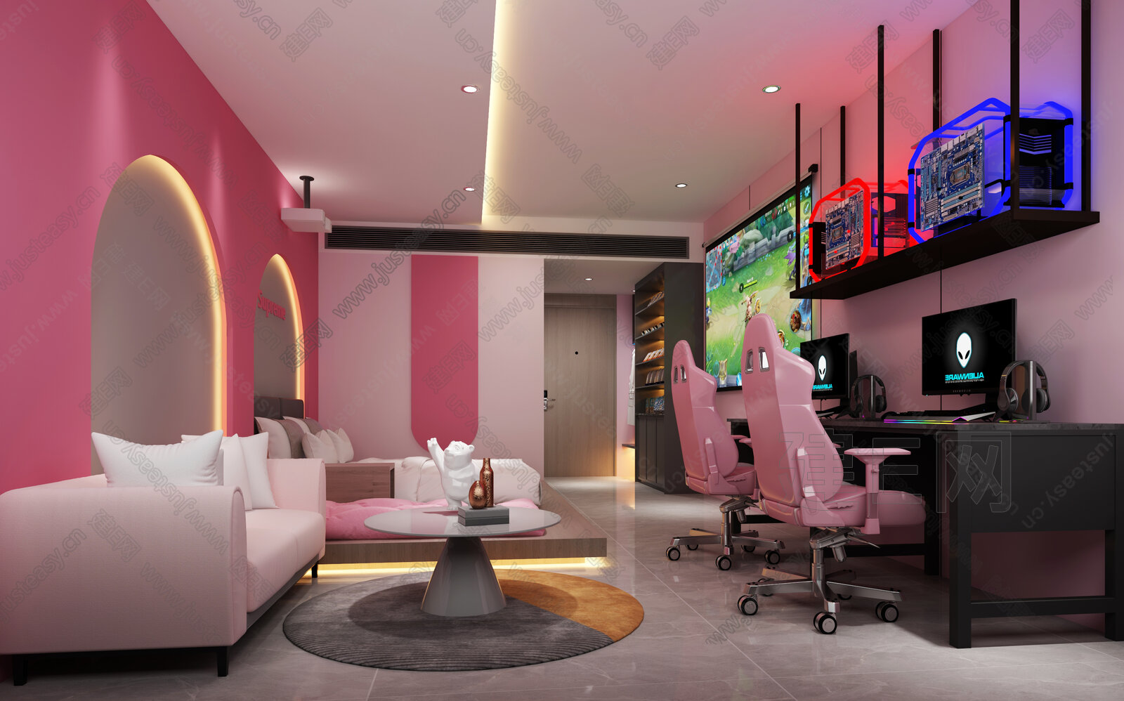 【现代电竞房3d模型】建E网_现代电竞房3d模型下载[ID:101341488]_打造3d现代电竞房模型免费下载平台