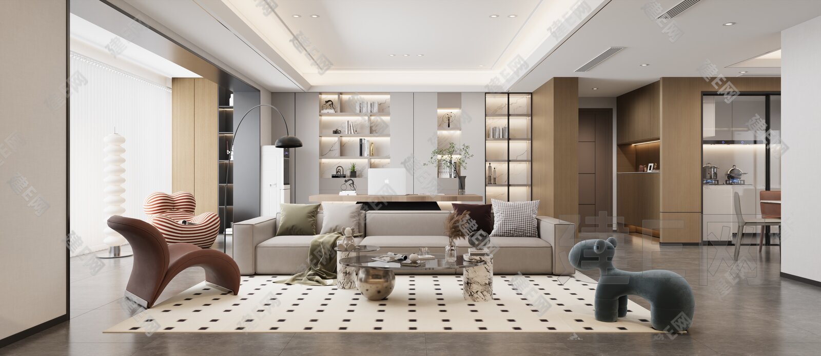 现代客餐厅3d模型下载[ID:102062437]_建e网3d模型