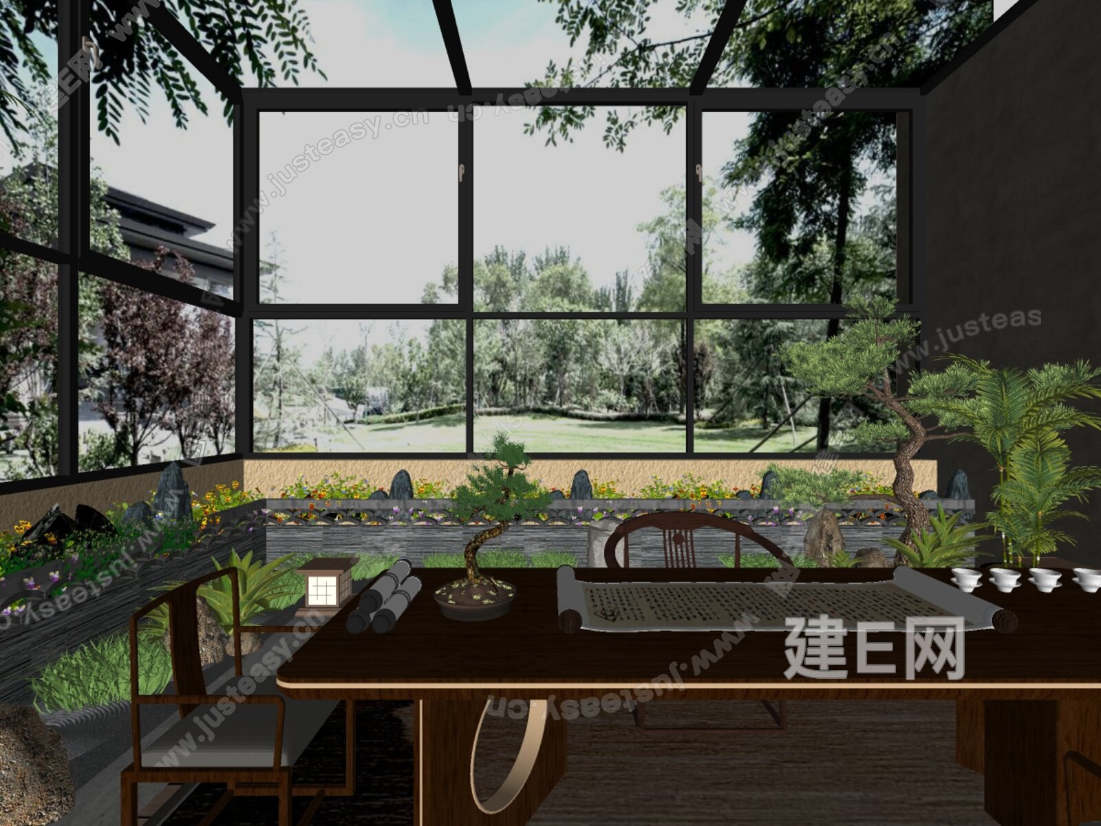 现代阳光房模型SU模型下载[ID:105271741]_建E室内设计网
