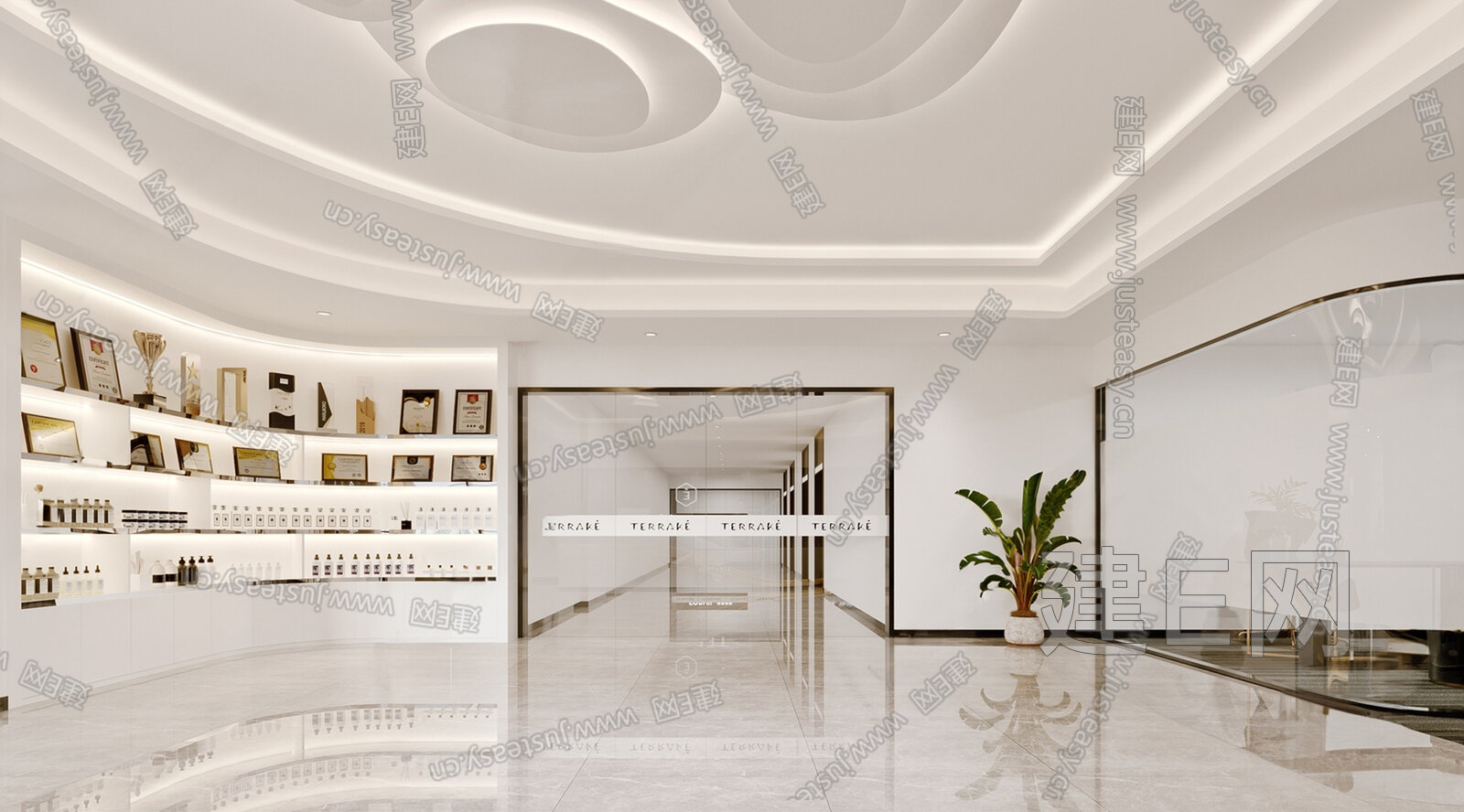现代公司前台模型SU模型下载[ID:104878485]_建E室内设计网