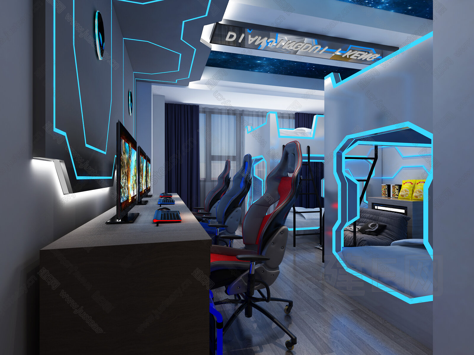 现代电竞房3d模型下载[ID:102127940]_建e网3d模型