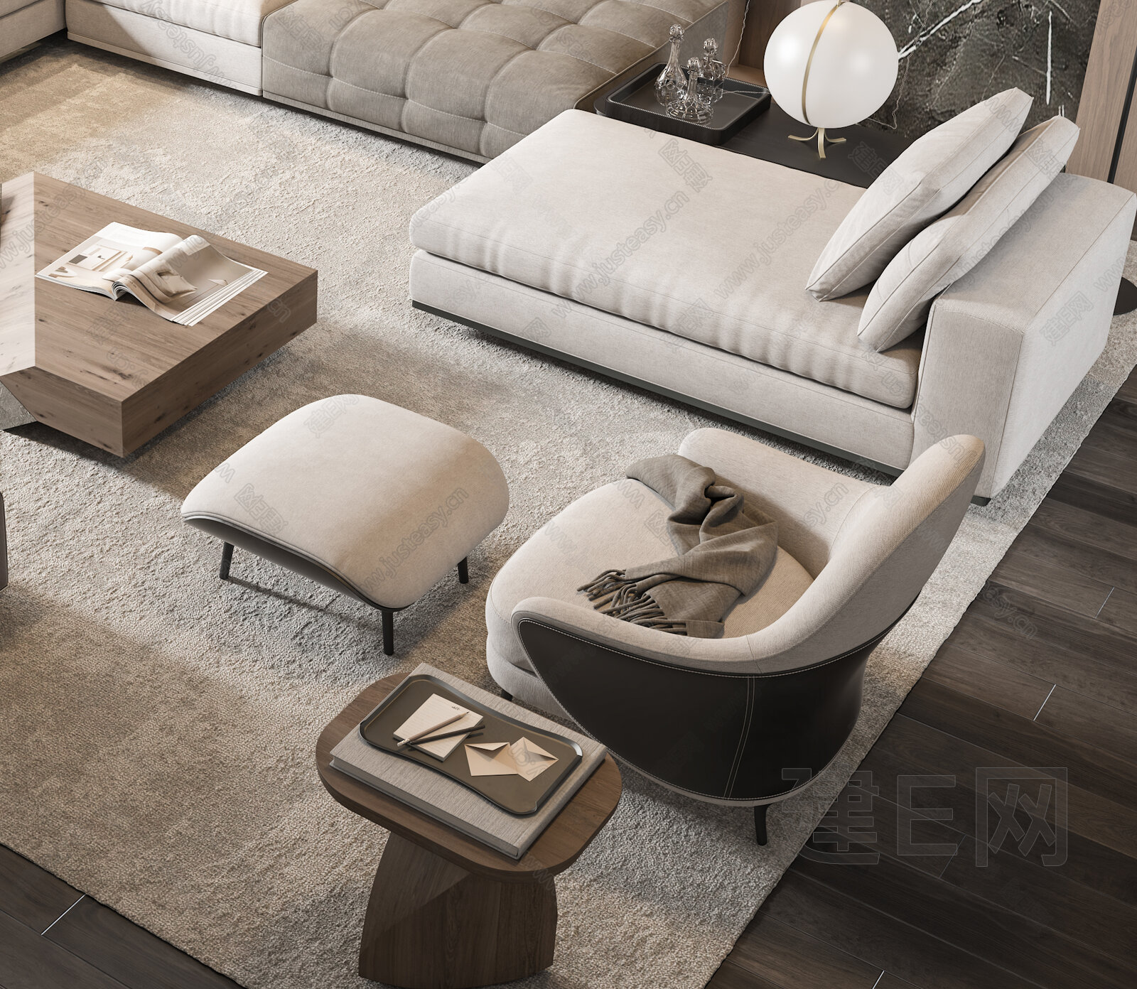 【Minotti 沙发茶几组合3d模型】建e网_Minotti 沙发茶几组合3d模型下载[ID:101800278]_打造3dMinotti ...