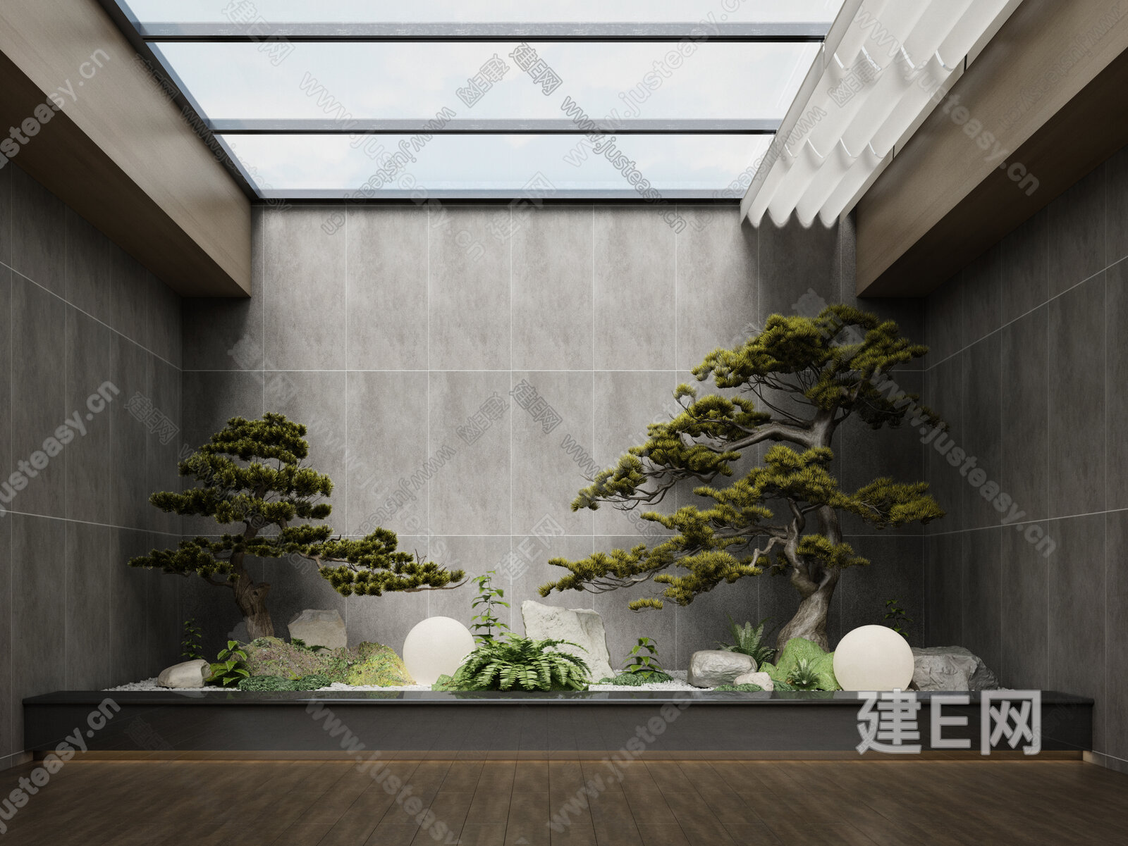 新中式室内造景模型SU模型下载[ID:106189066]_建e网su模型