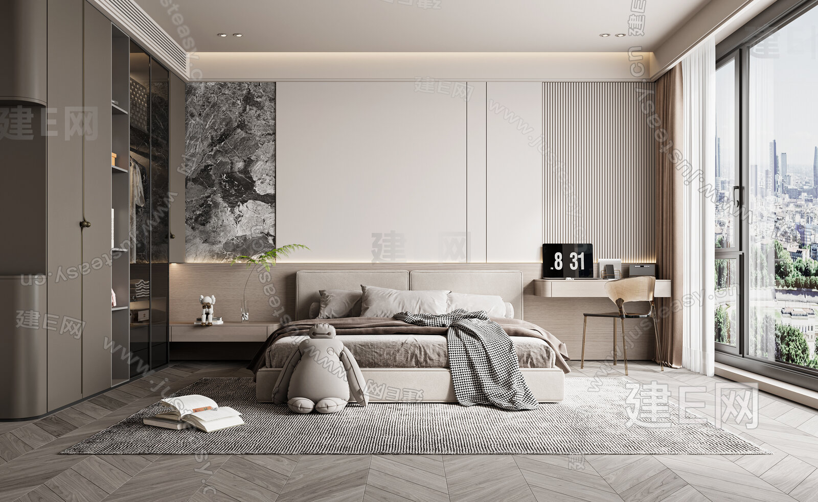 现代意式卧室模型SU模型下载[ID:106189141]_建e网su模型