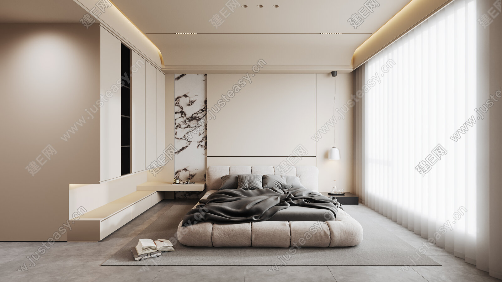 【现代极简卧室3d模型】建e网_现代极简卧室3d模型下载[ID:102455734]_打造3d现代极简卧室模型免费下载平台