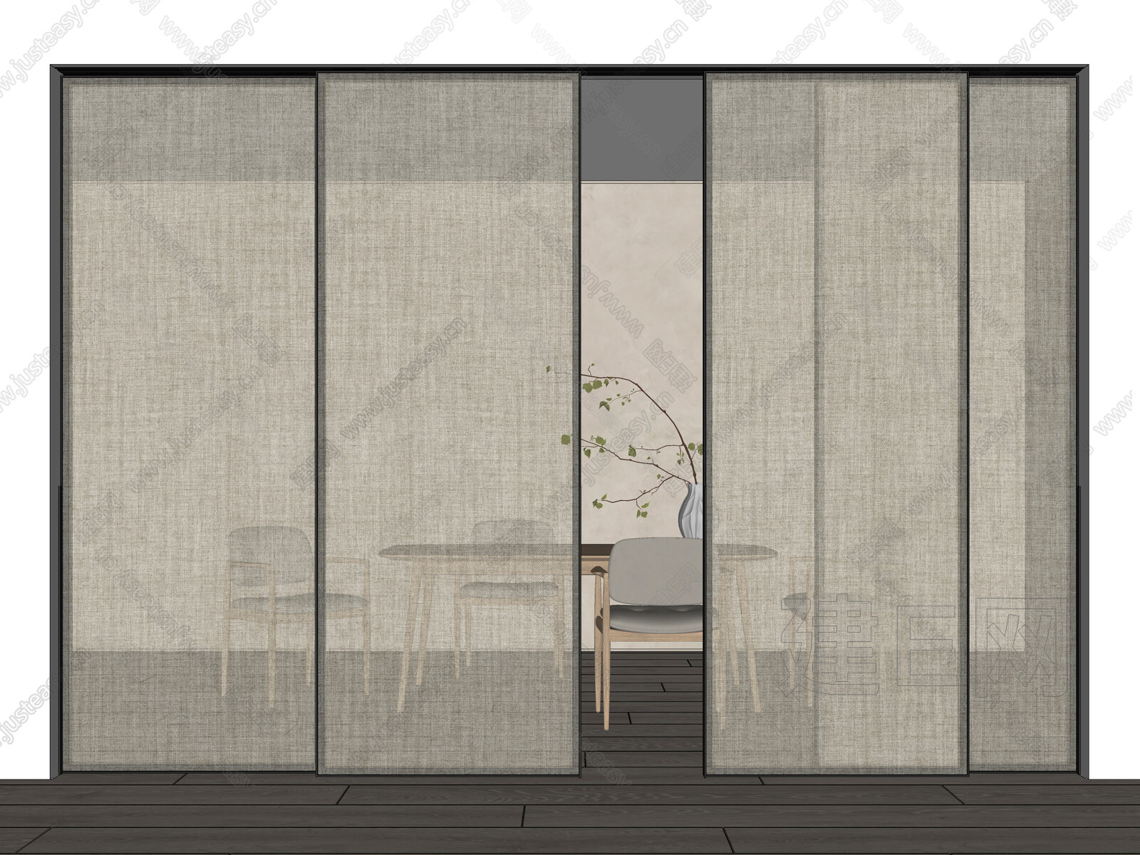 现代移门模型SU模型下载[ID:106189248]_建E室内设计网