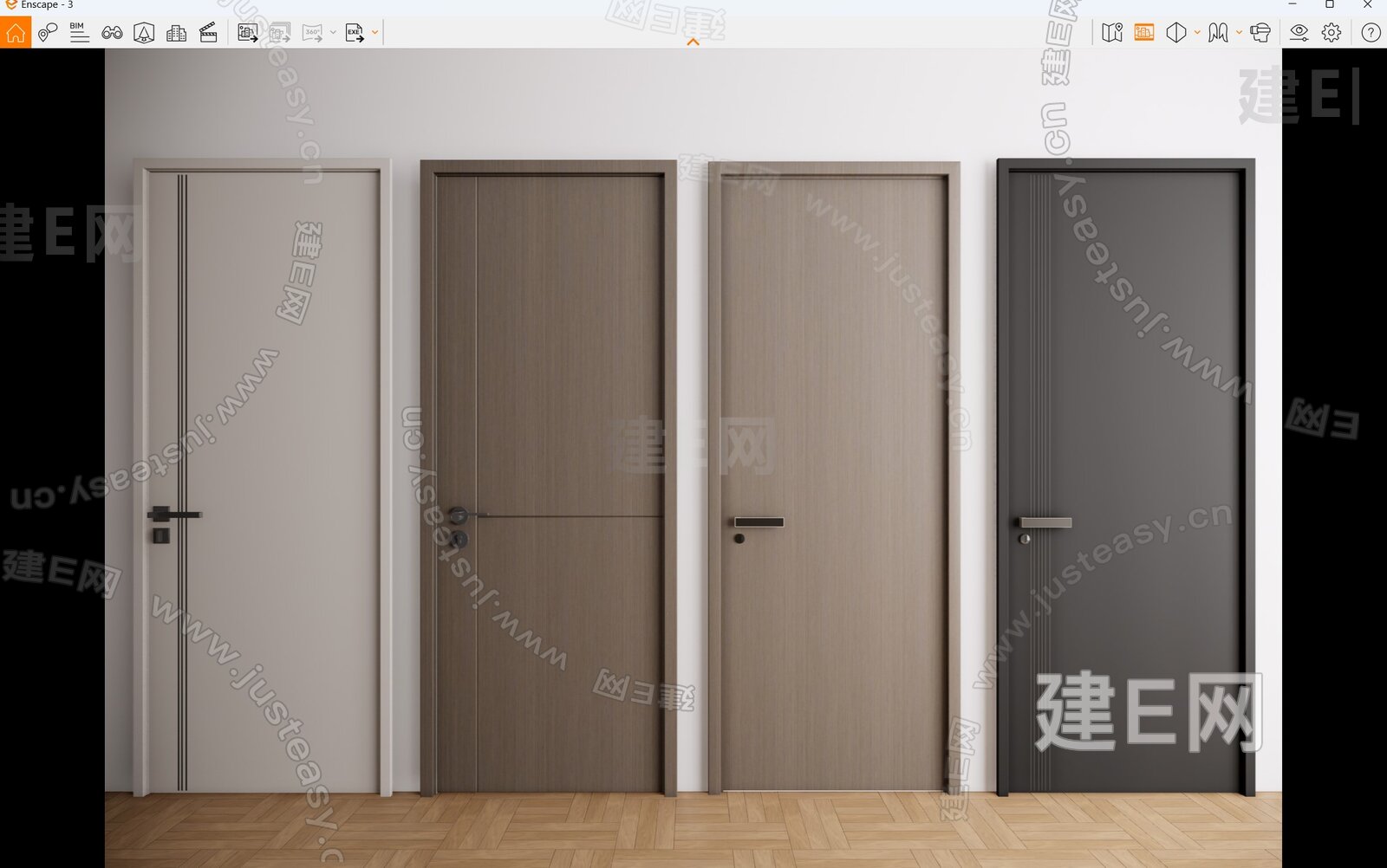 现代卧室门 模型SU模型下载[ID:106385836]_建E室内设计网
