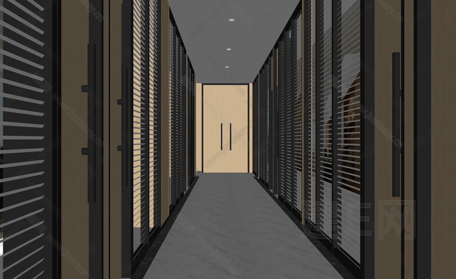 现代办公室过道模型SU模型下载[ID:106385676]_建e网su模型