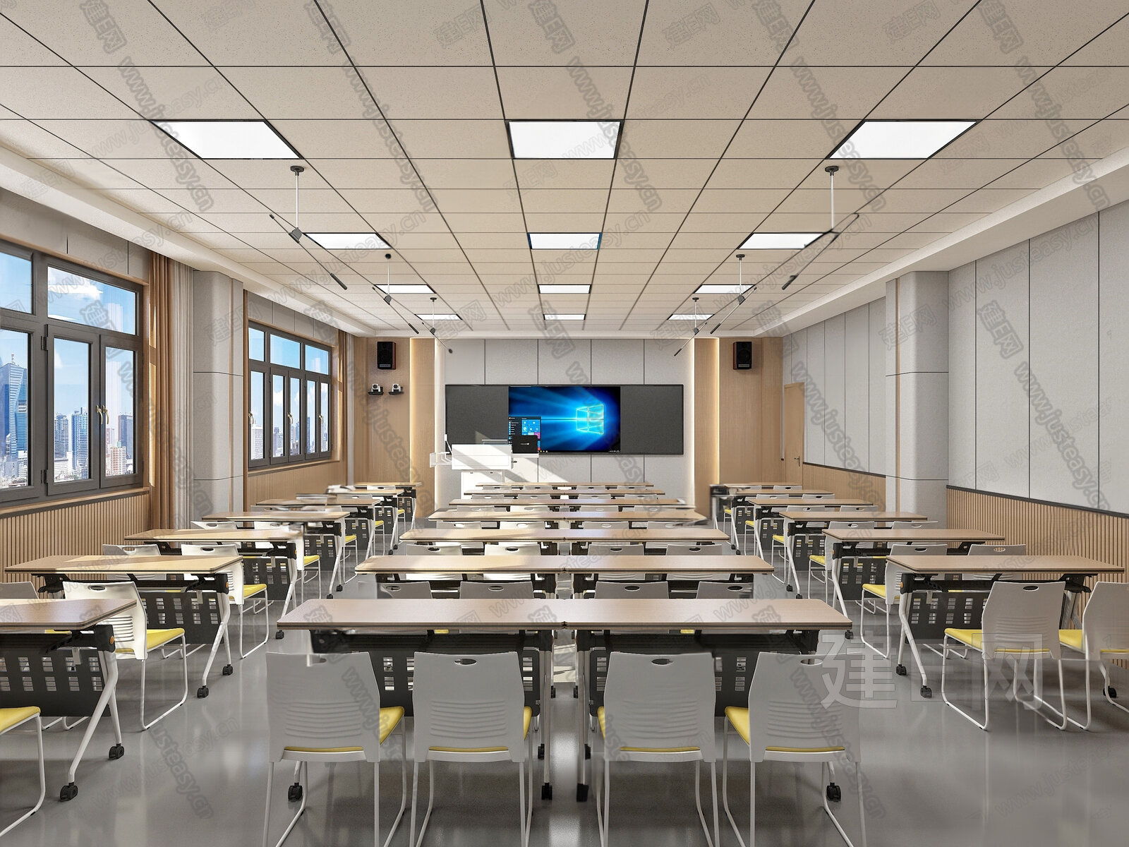 现代教室中学智慧教室录播教室su模型下载