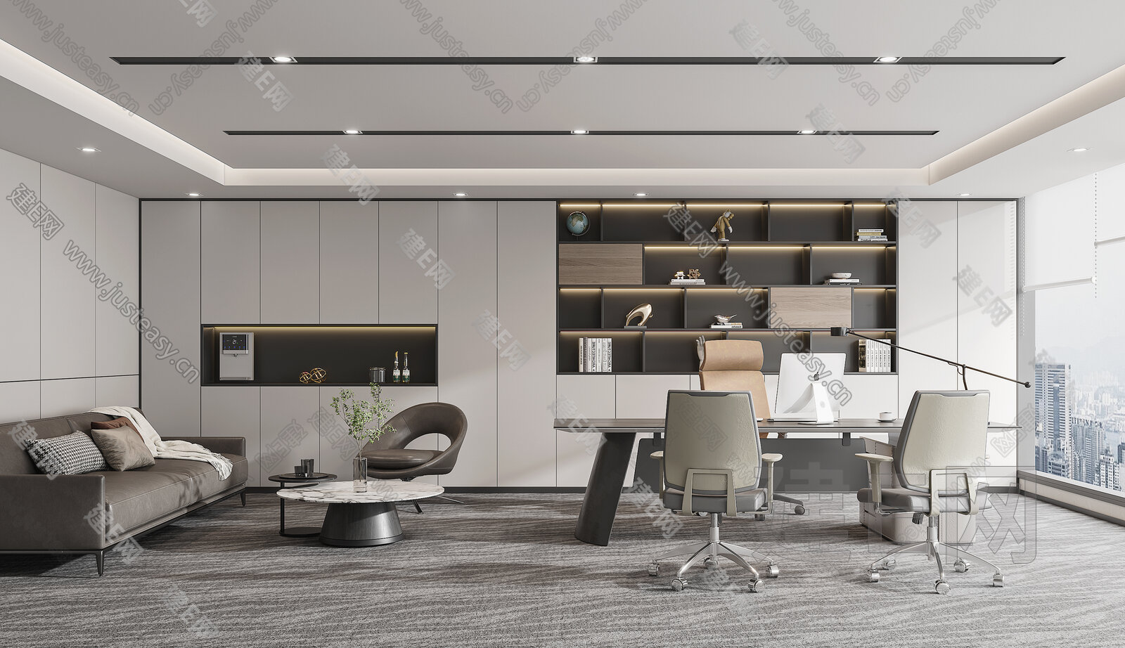现代经理办公室3d模型下载[ID:104159499]_建e网3d模型