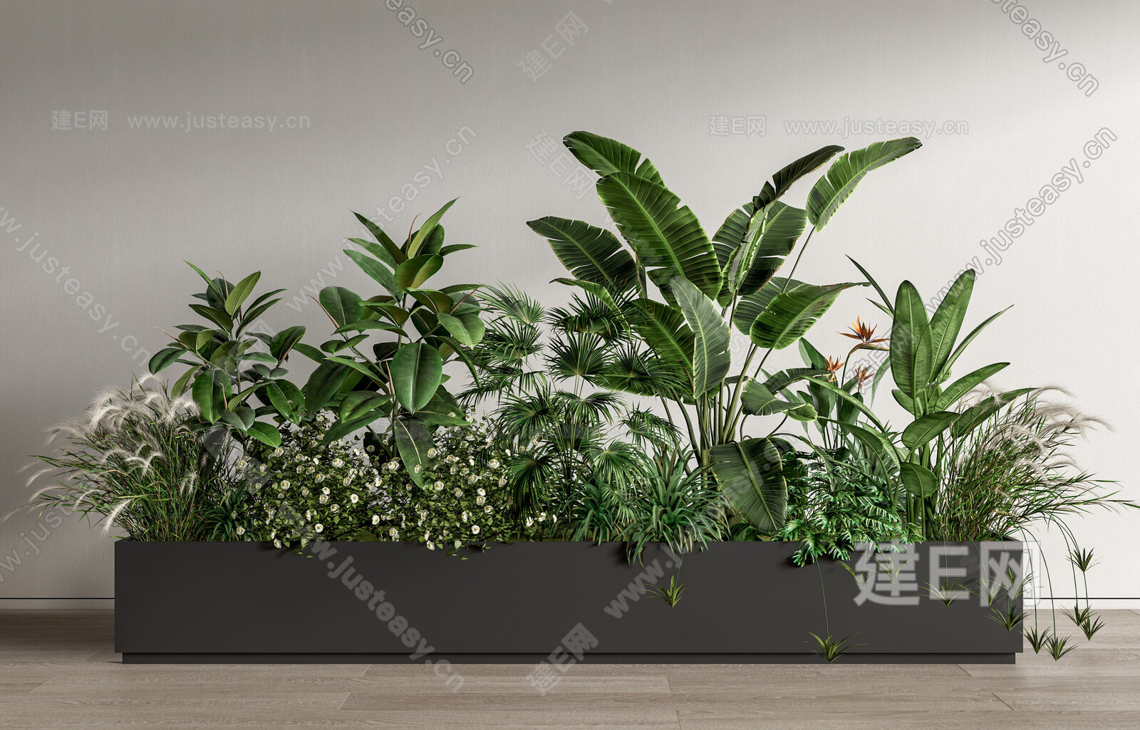 绿植花箱室内植物造景植物组合植物堆花池花坛su模型下载