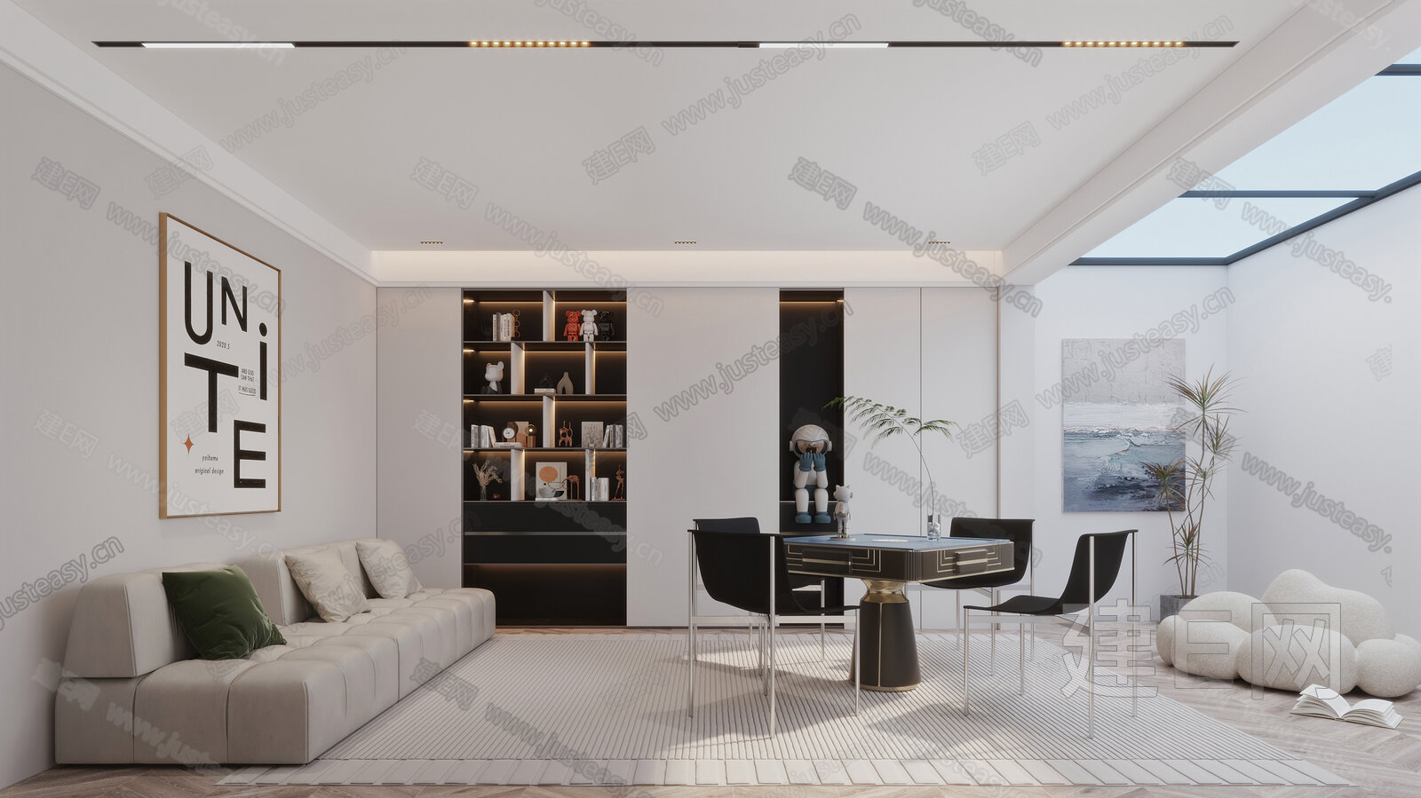 现代棋牌娱乐室模型SU模型下载[ID:106582337]_建E室内设计网