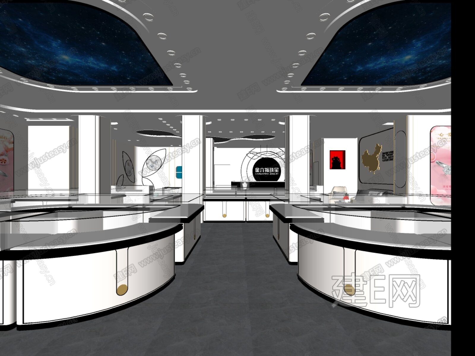 现代轻奢珠宝店 模型SU模型下载[ID:106582423]_建e网su模型