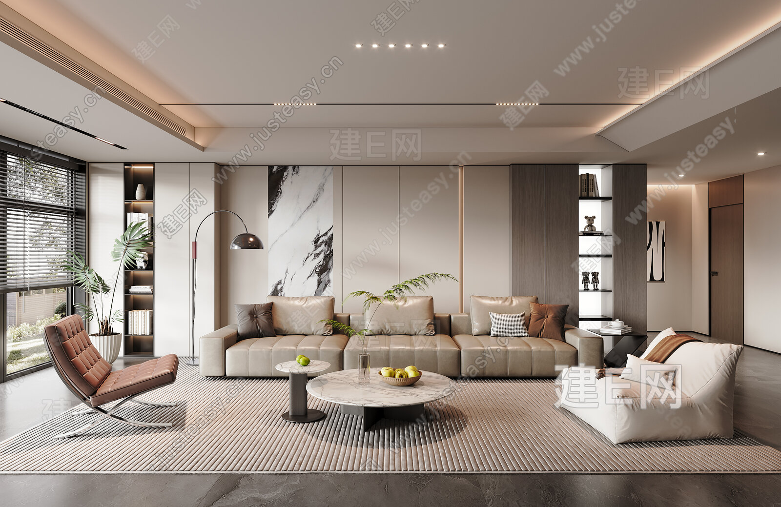现代客厅模型SU模型下载[ID:107303329]_建e网su模型