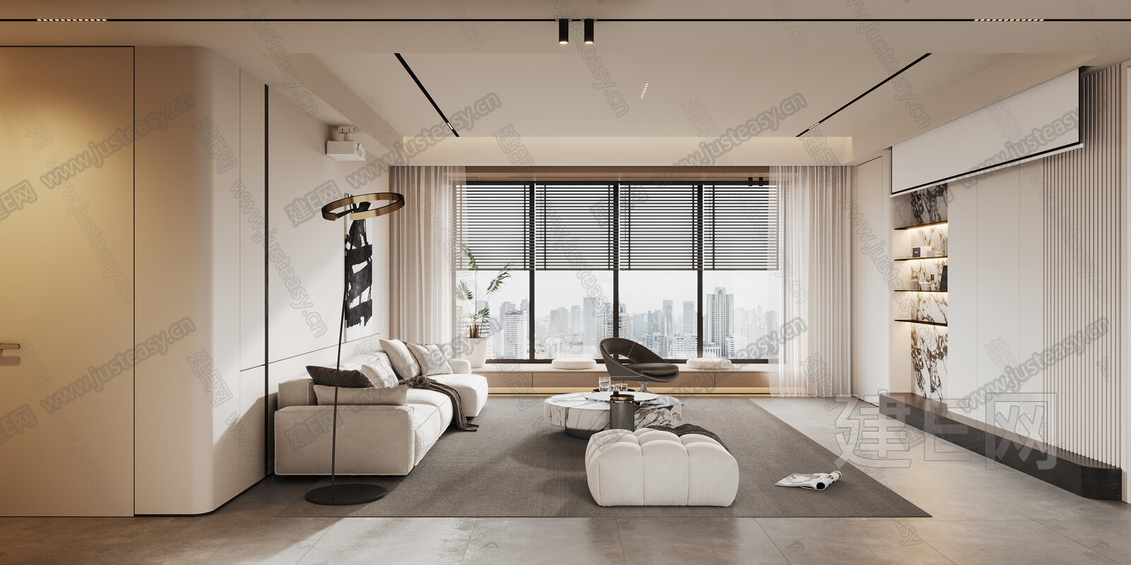 现代极简客餐厅模型SU模型下载[ID:106975603]_建E室内设计网