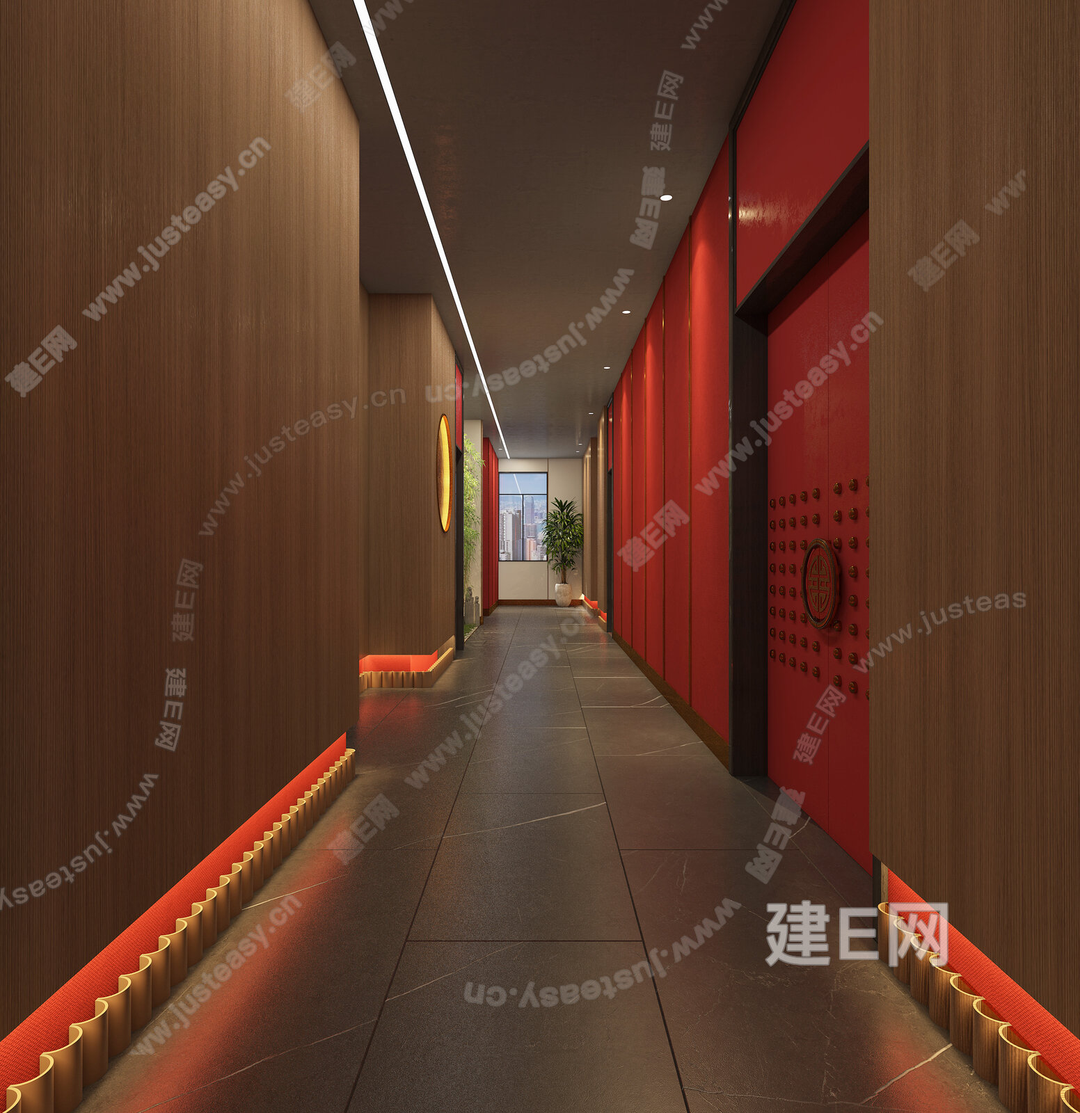 新中式酒店过道3d模型下载[ID:103962936]_建e网3d模型