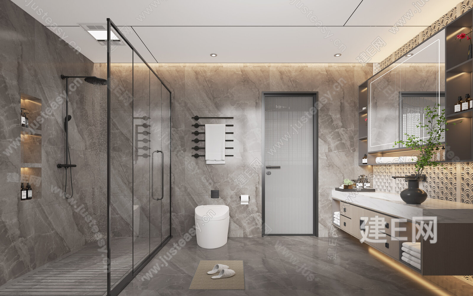 现代卫生间模型SU模型下载[ID:107434371]_建E室内设计网