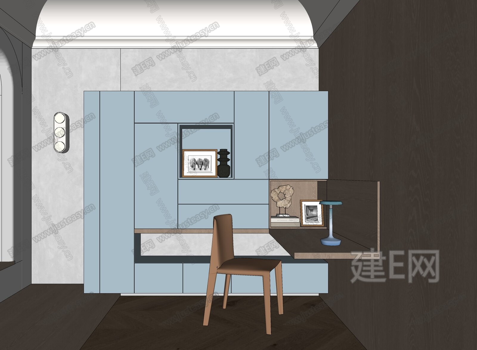 现代书柜模型SU模型下载[ID:107041171]_建E室内设计网
