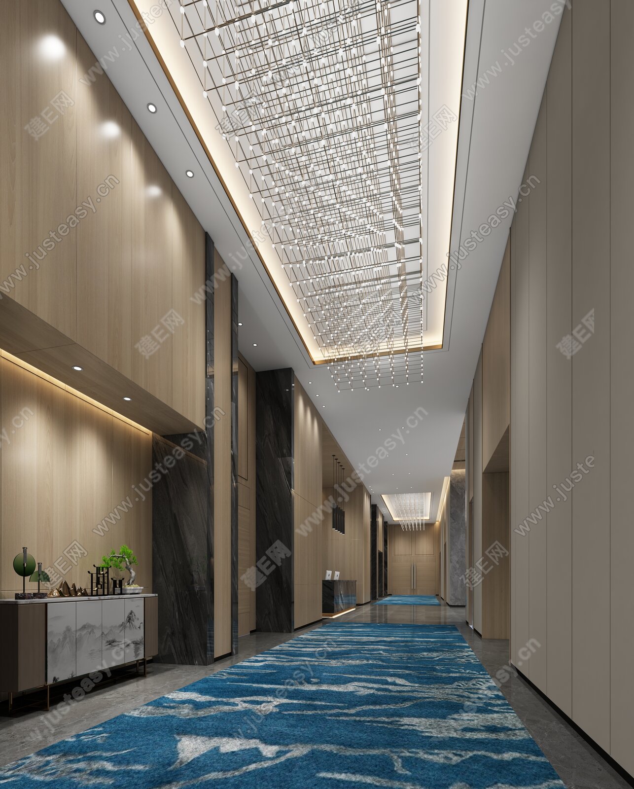 【新中式酒店玄关过道3d模型】建e网_新中式酒店玄关过道3d模型下载[ID:104618262]_打造3d新中式酒店玄关过道模型免费下载平台