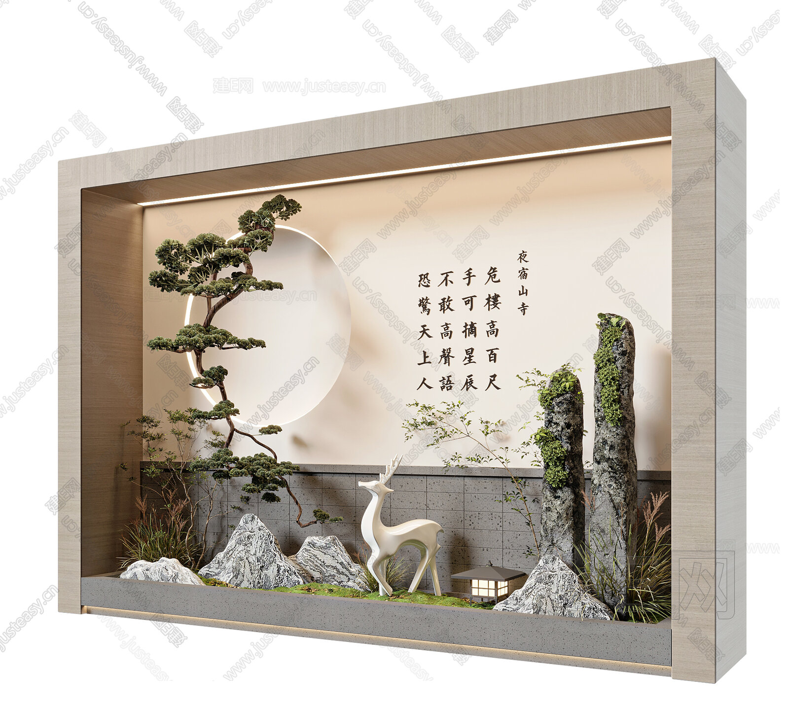 新中式景观植物模型SU模型下载[ID:107106613]_建E室内设计网