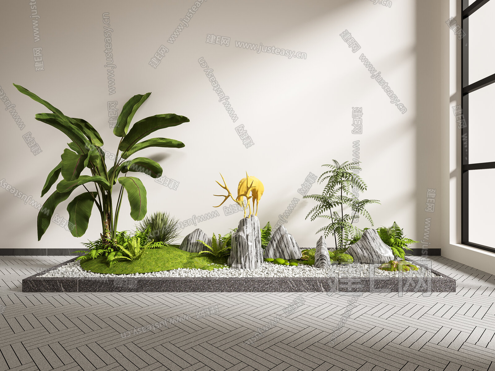 新中式泰山石景观 3d模型