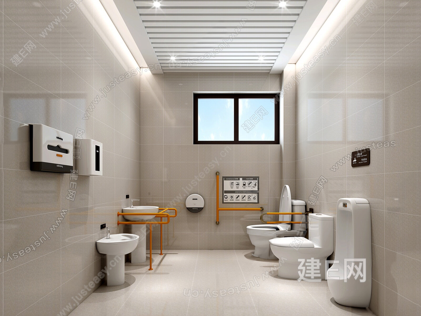 现代医院无障碍卫生间模型SU模型下载[ID:107172148]_建E室内设计网