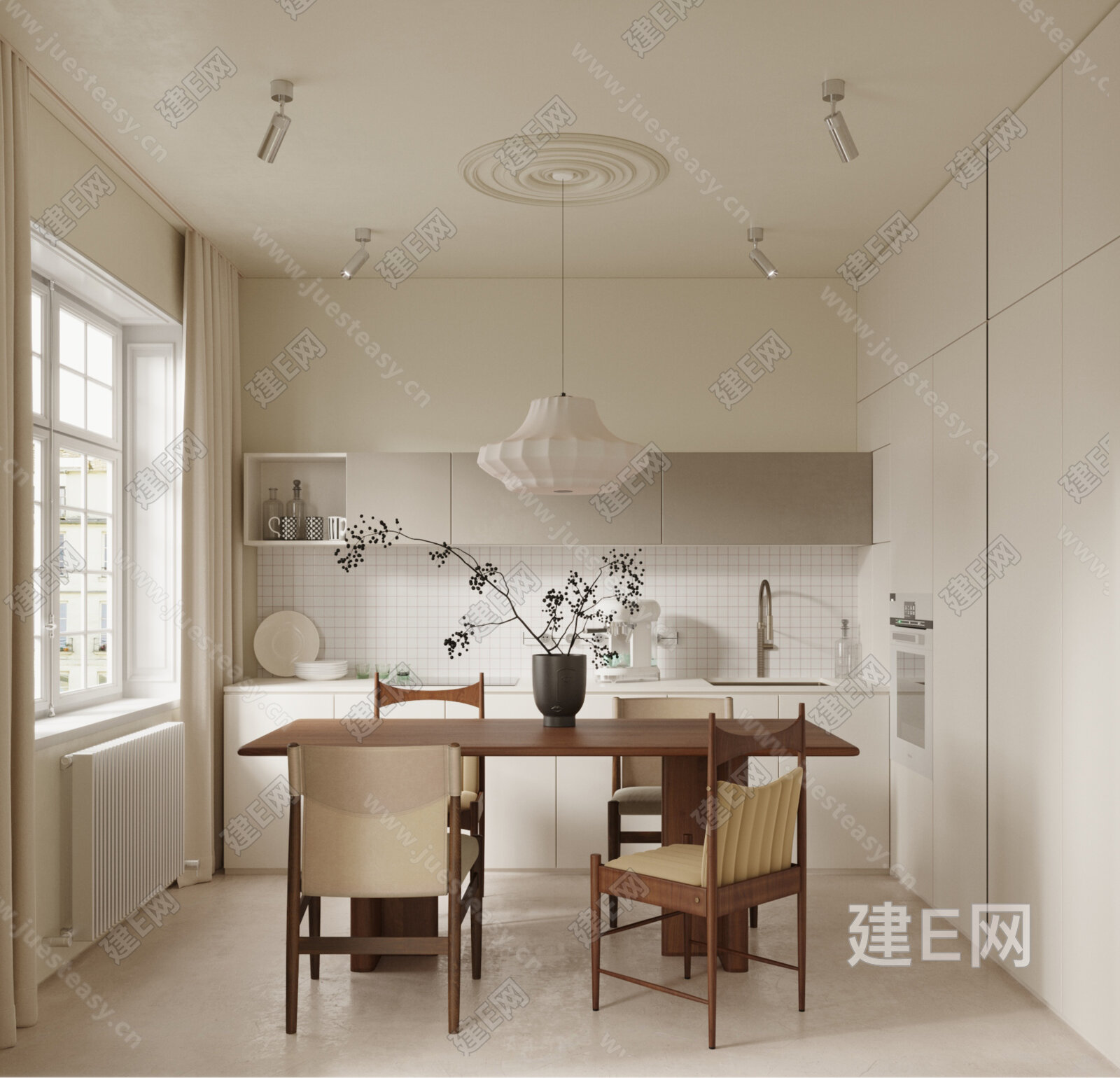 现代餐厅模型SU模型下载[ID:107106638]_建E室内设计网