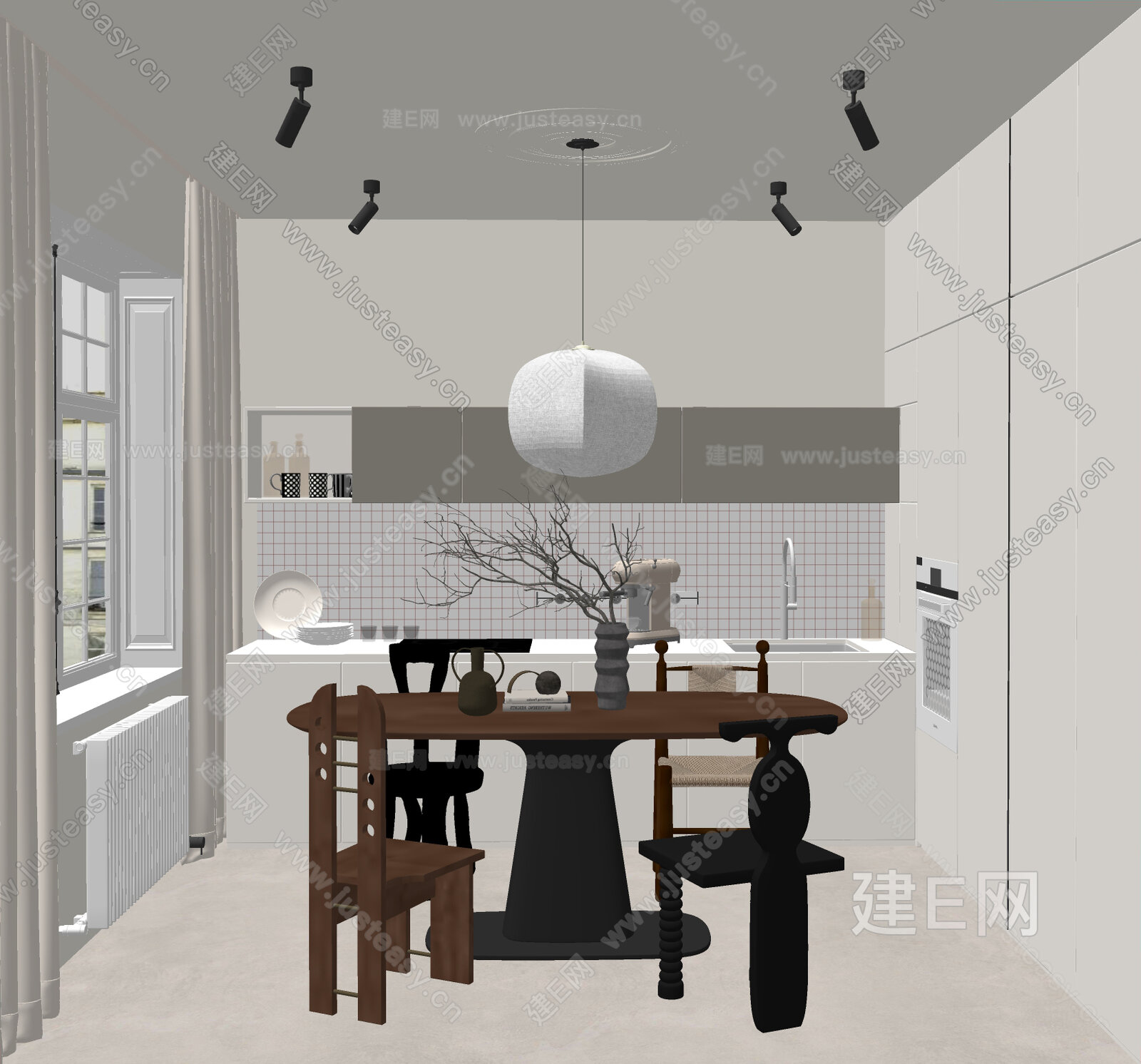 现代餐厅模型SU模型下载[ID:107106673]_建e网su模型