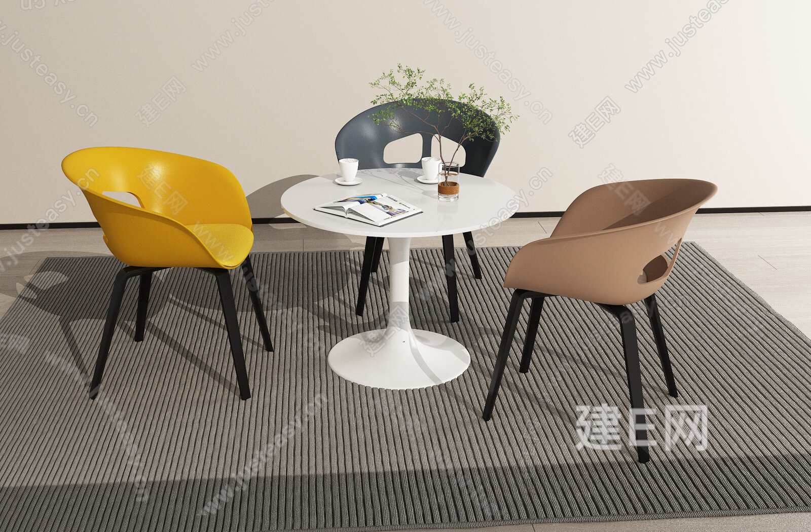 现代休闲桌椅模型SU模型下载[ID:107893035]_建E室内设计网