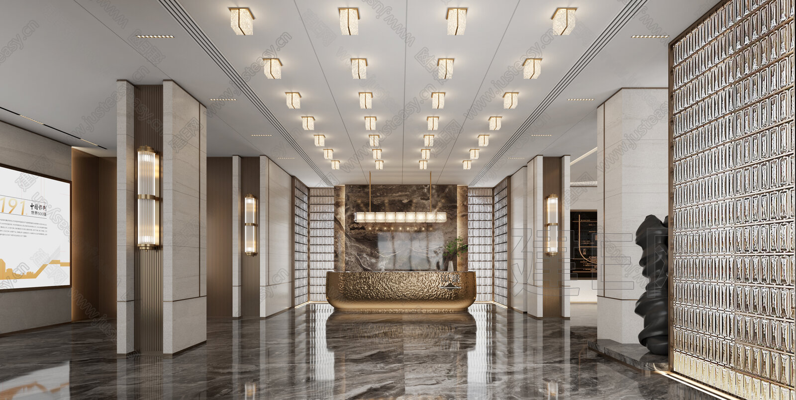 现代前台模型SU模型下载[ID:107893102]_建E室内设计网