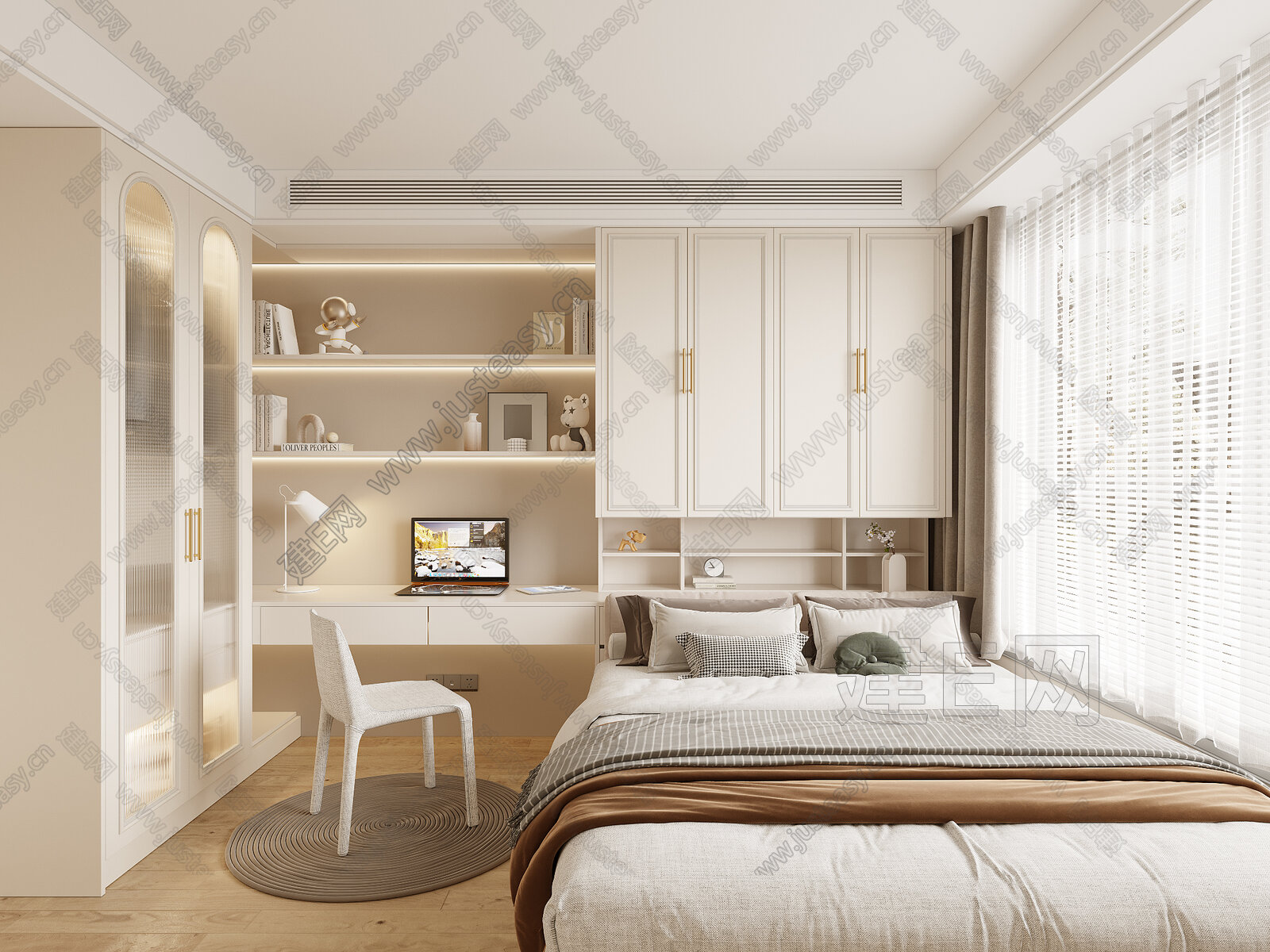 现代榻榻米卧室3d模型下载