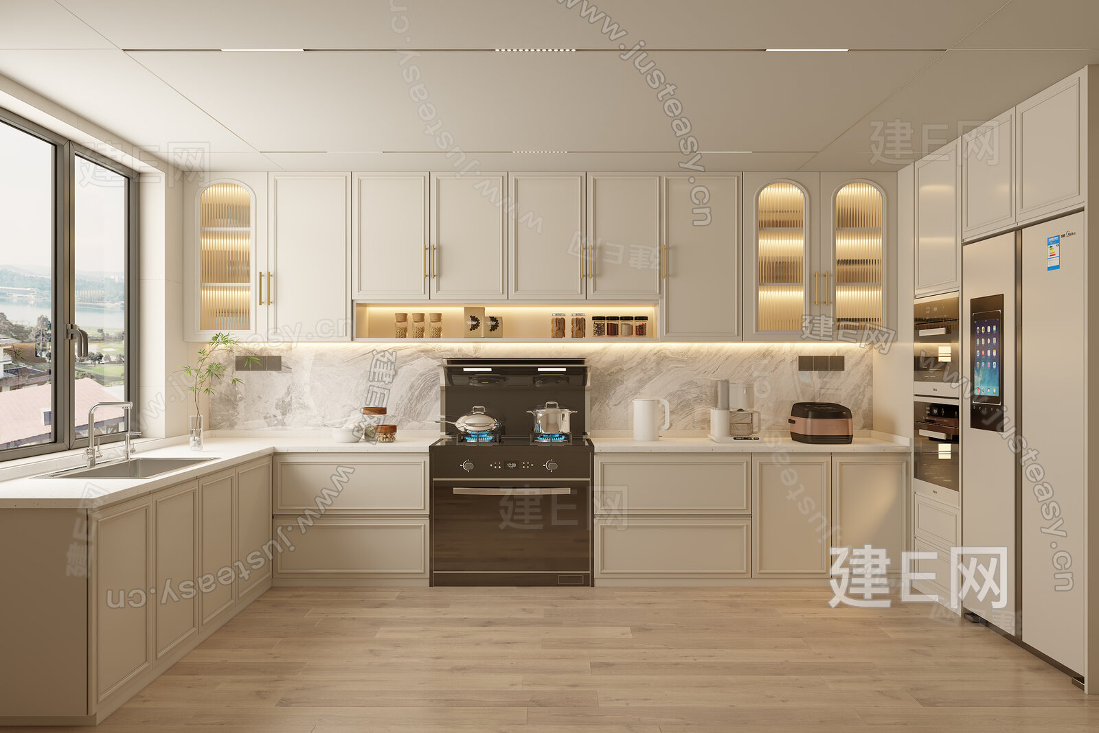 法式奶油厨房3d模型下载