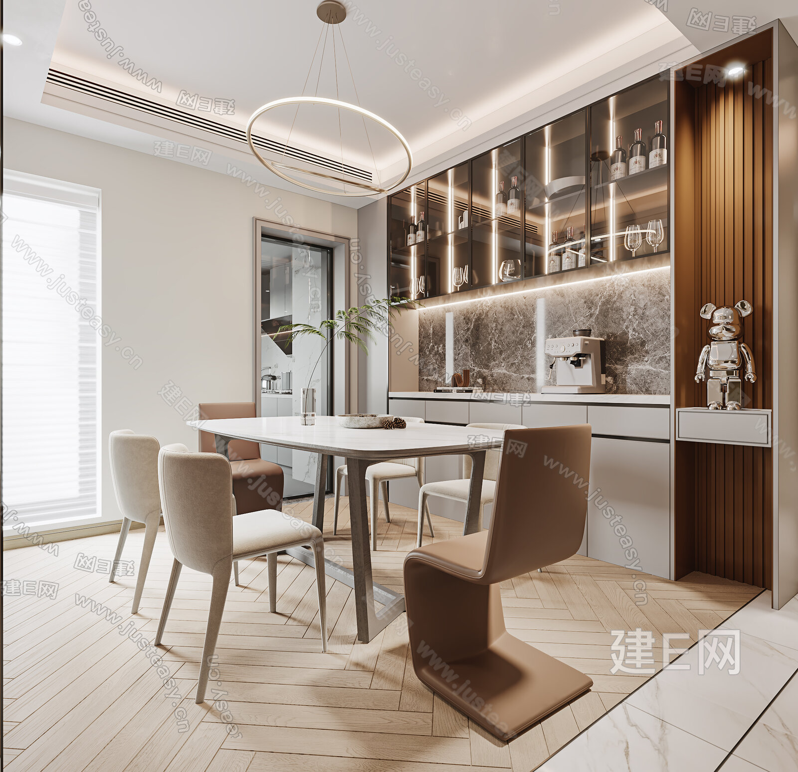 现代餐厅模型SU模型下载[ID:108286215]_建e网su模型
