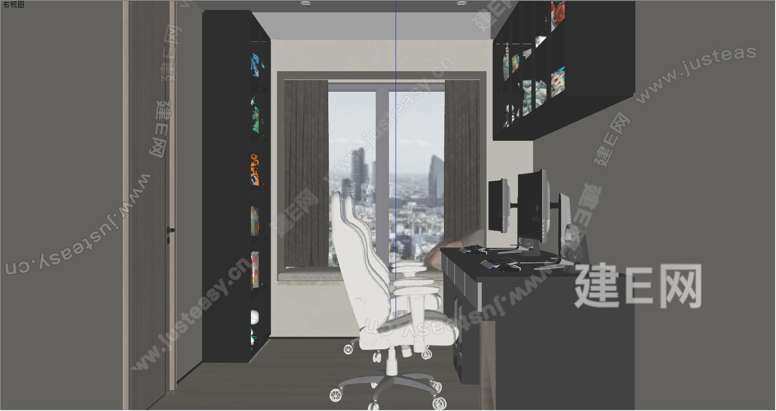 现代电竞房模型SU模型下载[ID:108417405]_建E室内设计网