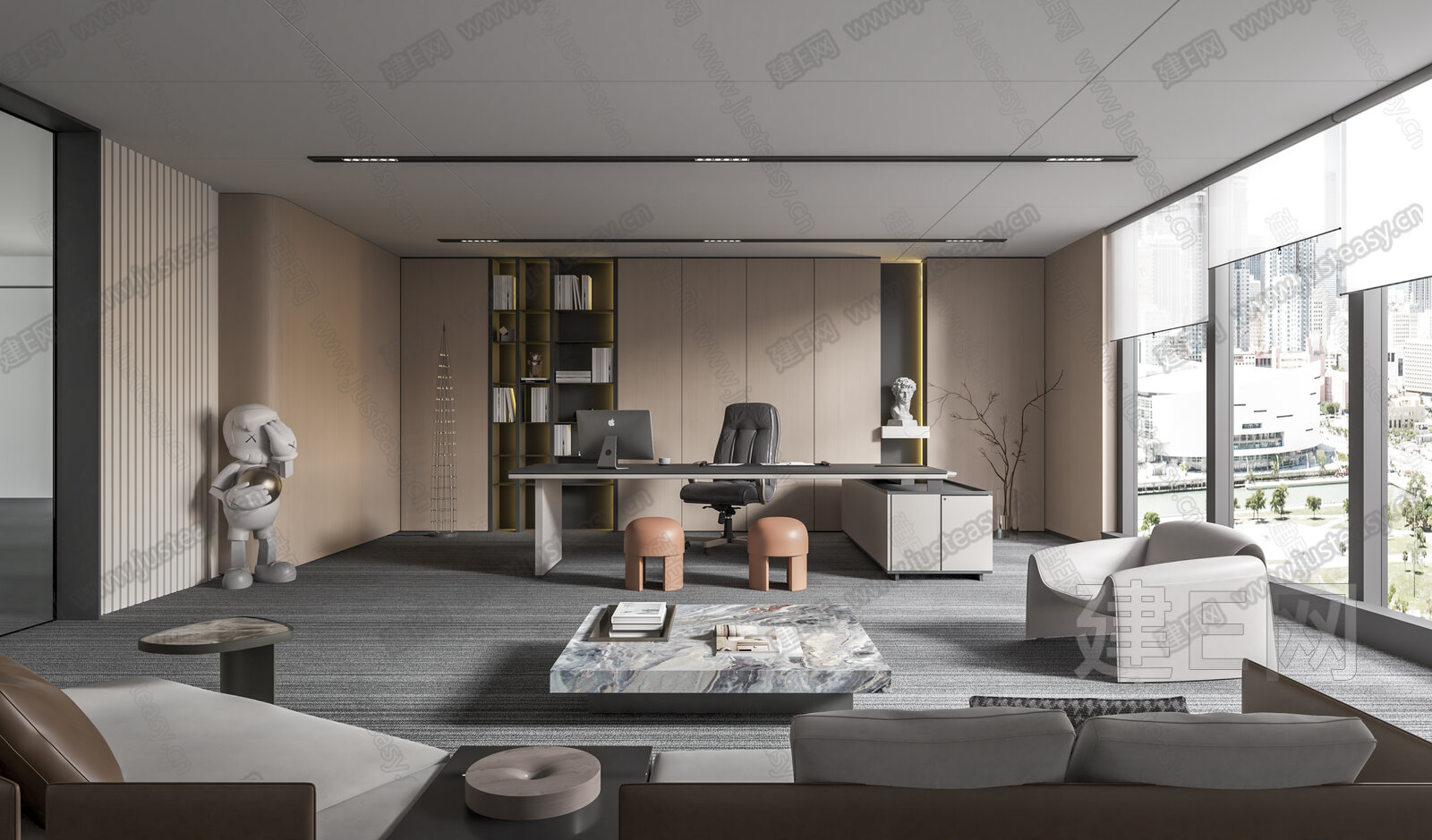 现代经理办公室3d模型下载[ID:114645318]_建e网3d模型