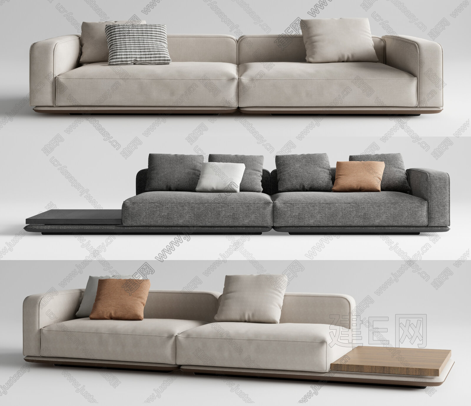 Minotti HORIZONTE 现代多人沙发 布艺模型SU模型下载[ID:108089615]_建e网su模型